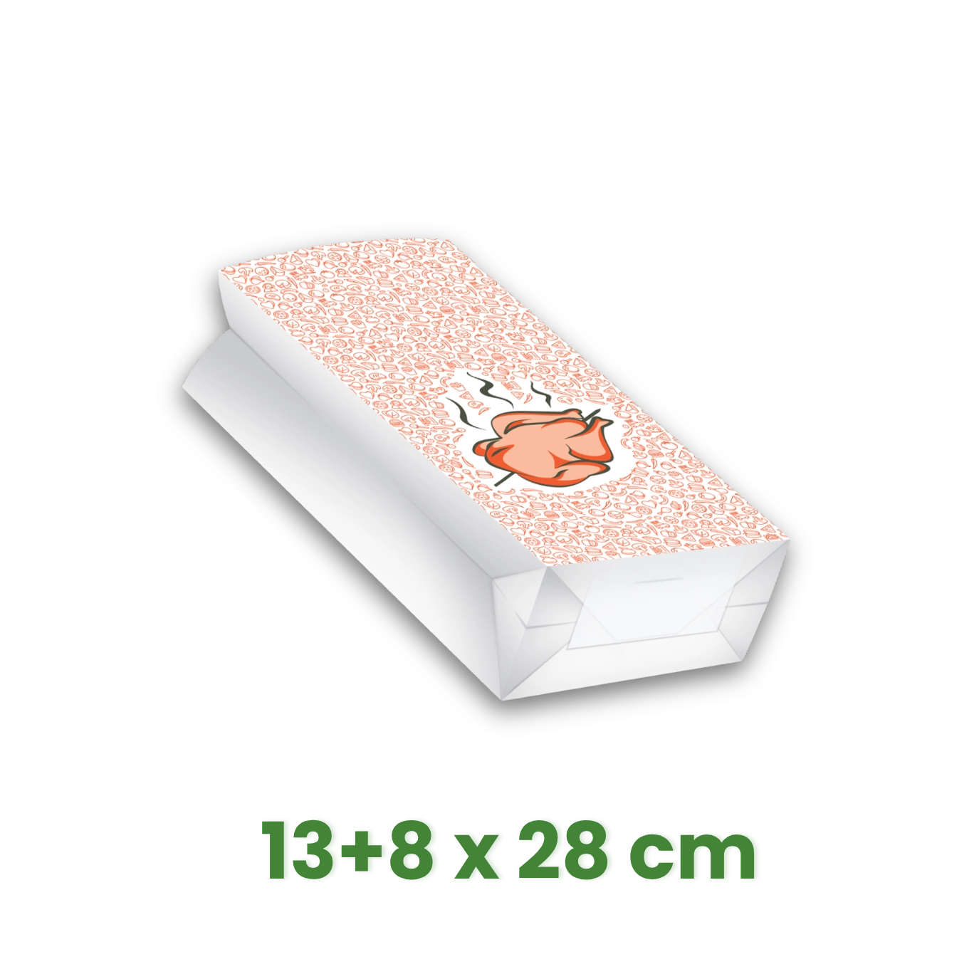 Termo-sáček na drůbež, 13+8 x 28 cm 1/1, 3vrstvý nepromastitelný [100 ks]