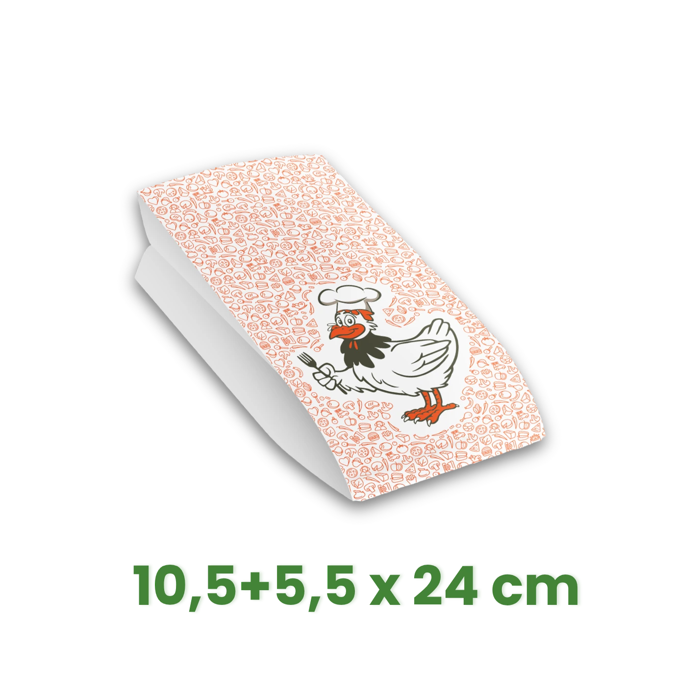 Sáček na grilované kuře - půlka 1/2, 10,5+5,5 x 24 cm, 2vrstvý nepromastitelný [100 ks]