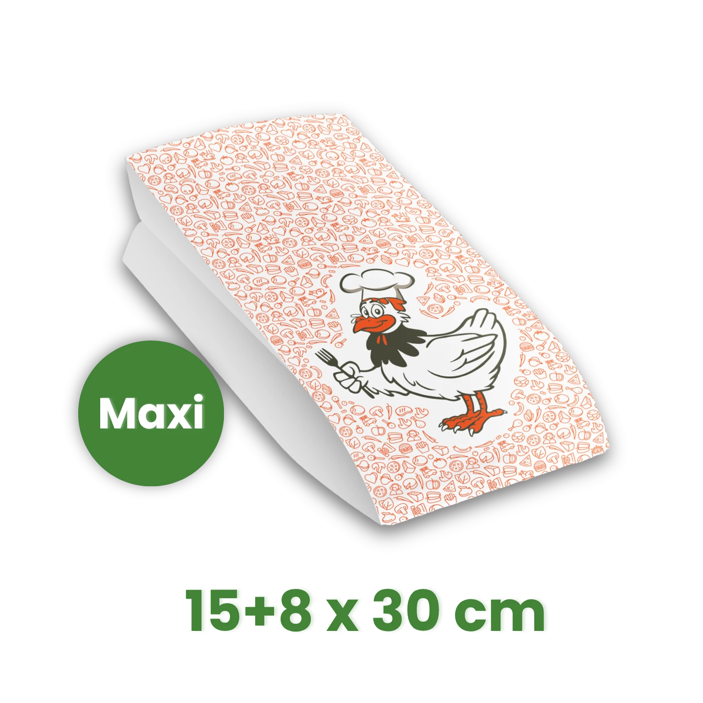Sáček na grilované kuře MAXI, 15+8 x 30 cm, 2vrstvý nepromastitelný [100 ks]