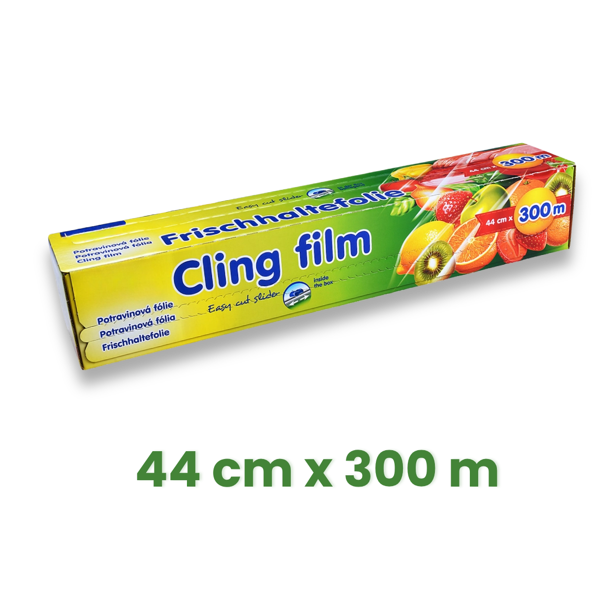 Potravinová fólie 44 cm x 300 m v řezacím boxu, 8µm [1 ks]