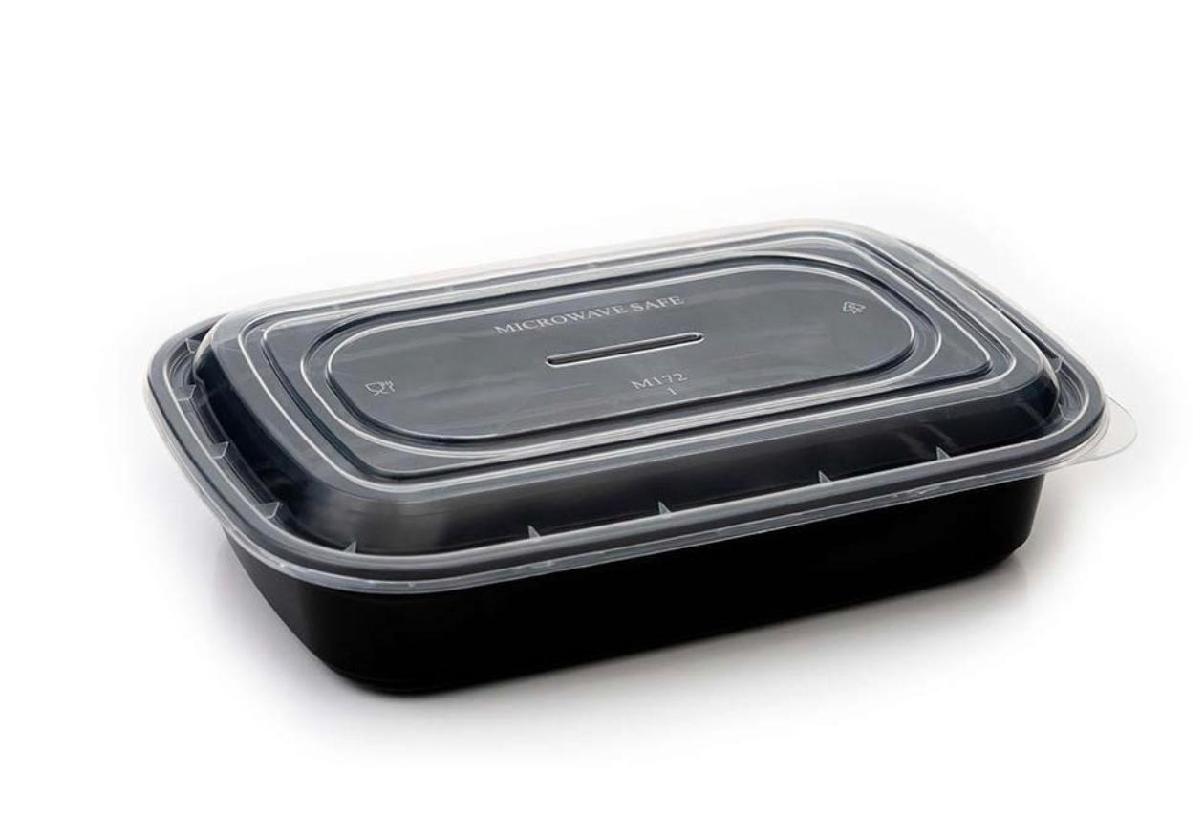 Menu mísa PP/Microwave černá 750ml[50ks] včetně víčka