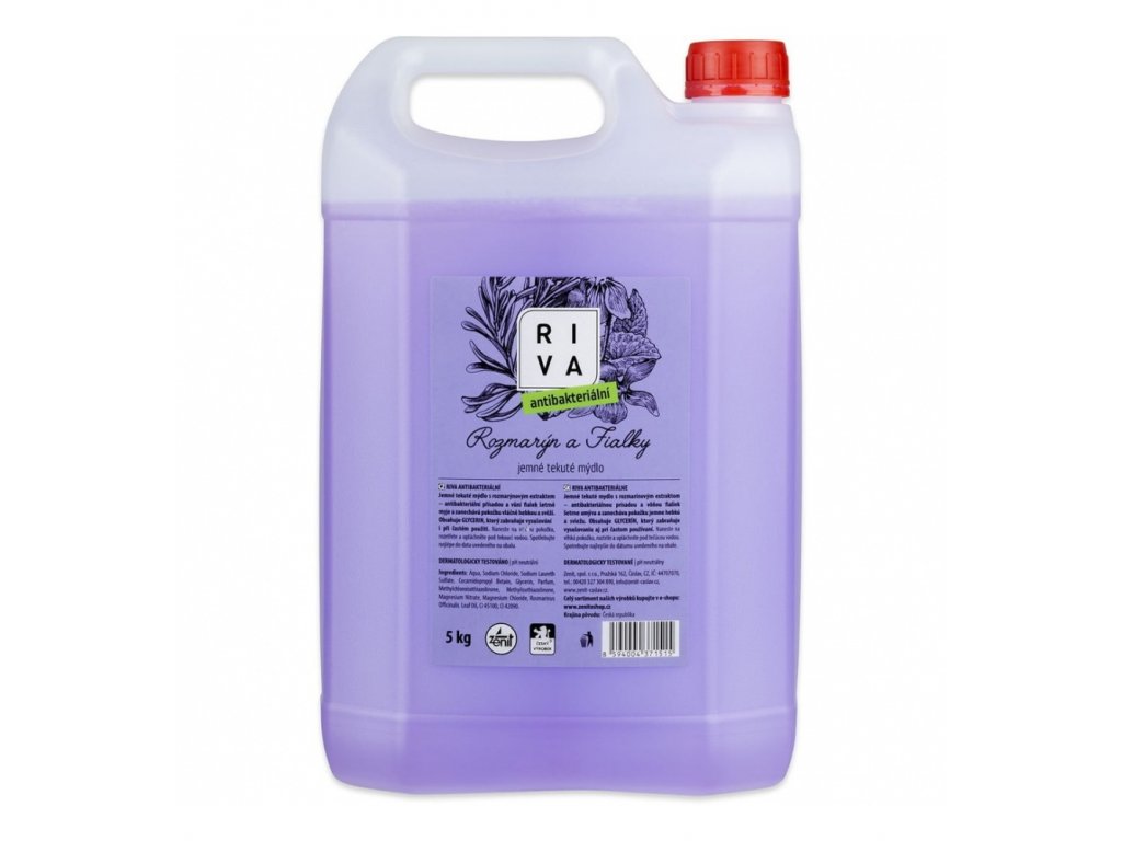 Antibakteriální tekuté mýdlo RIVA s hydratačními složkami 5L / Rozmarýn a fialky