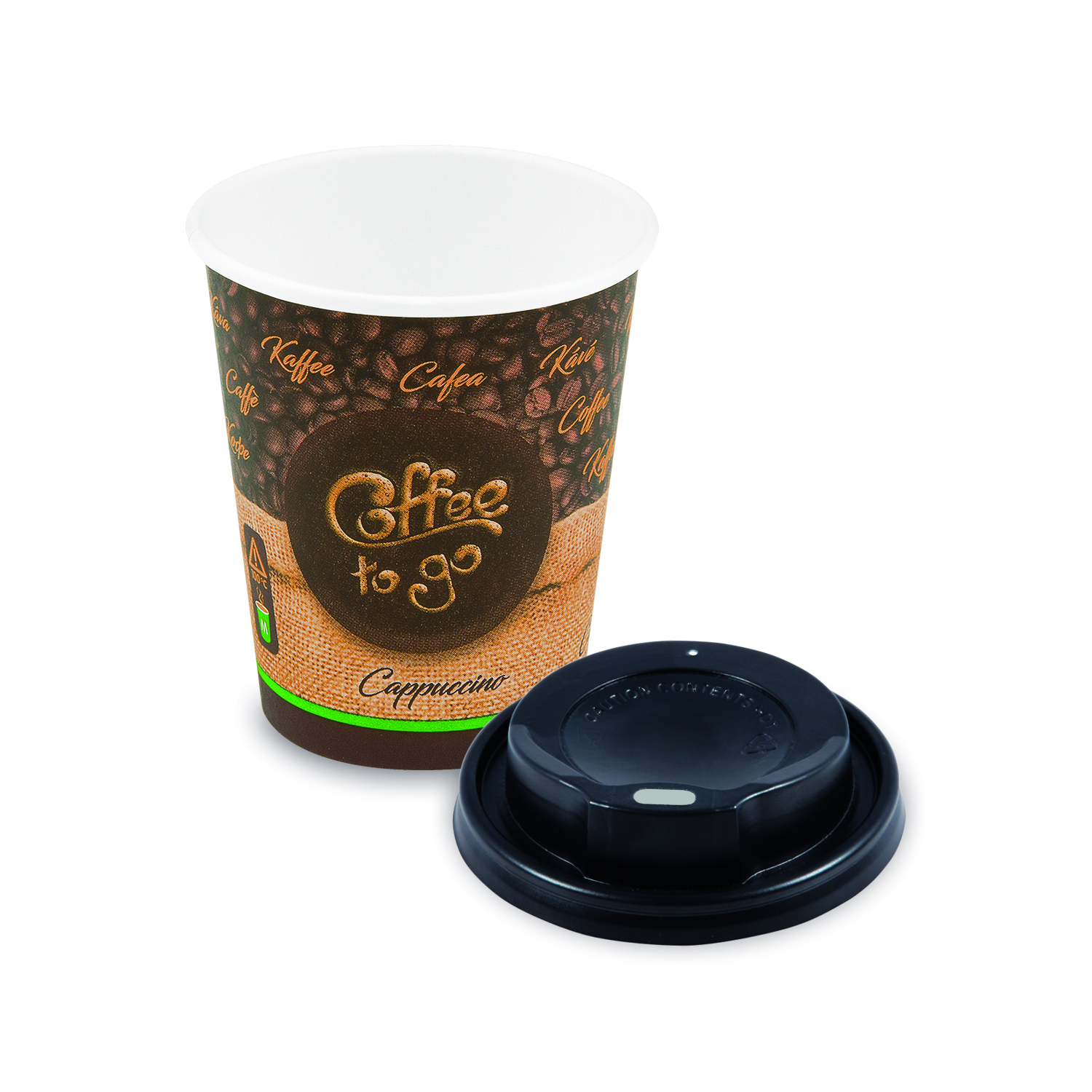 Pap. kelímek "Coffee to go" 280 ml, + víčko (Ø 80 mm) [10 ks]