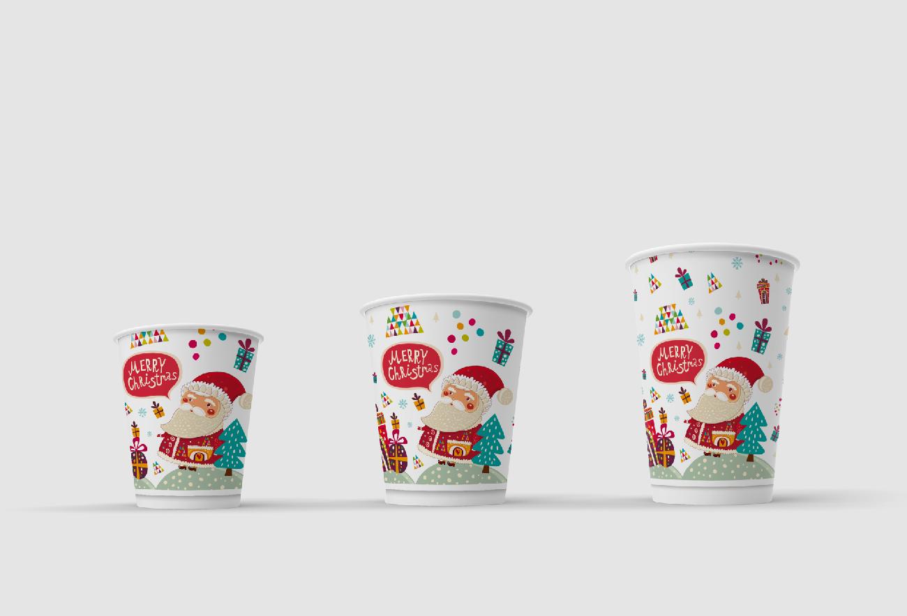 Papírový kelímek dvouplášťový "Vánoční období" 250 ml, M (Ø 80 mm) [25 ks]