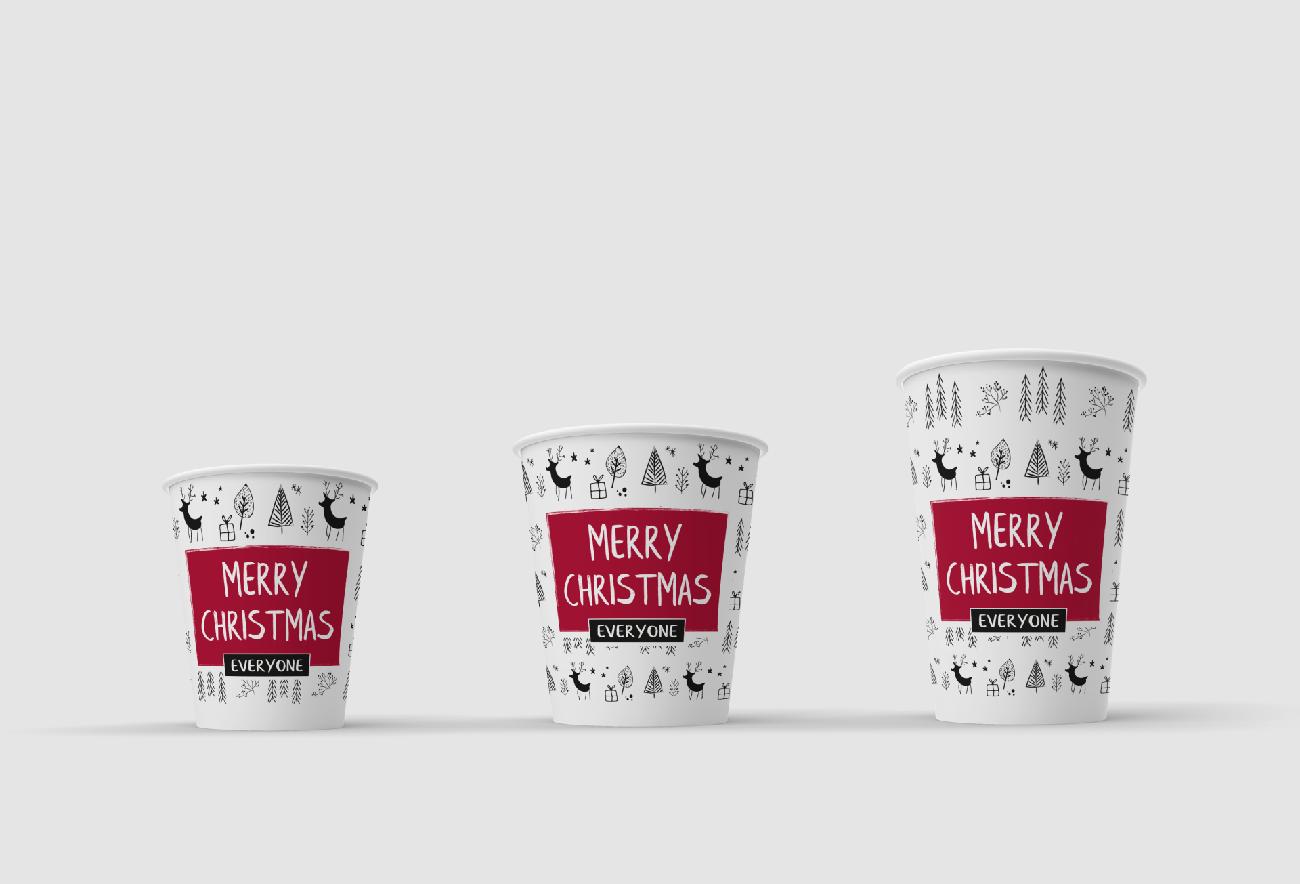 Papírový kelímek "Merry Christmas" 250 ml, M (Ø 80 mm) [100 ks]