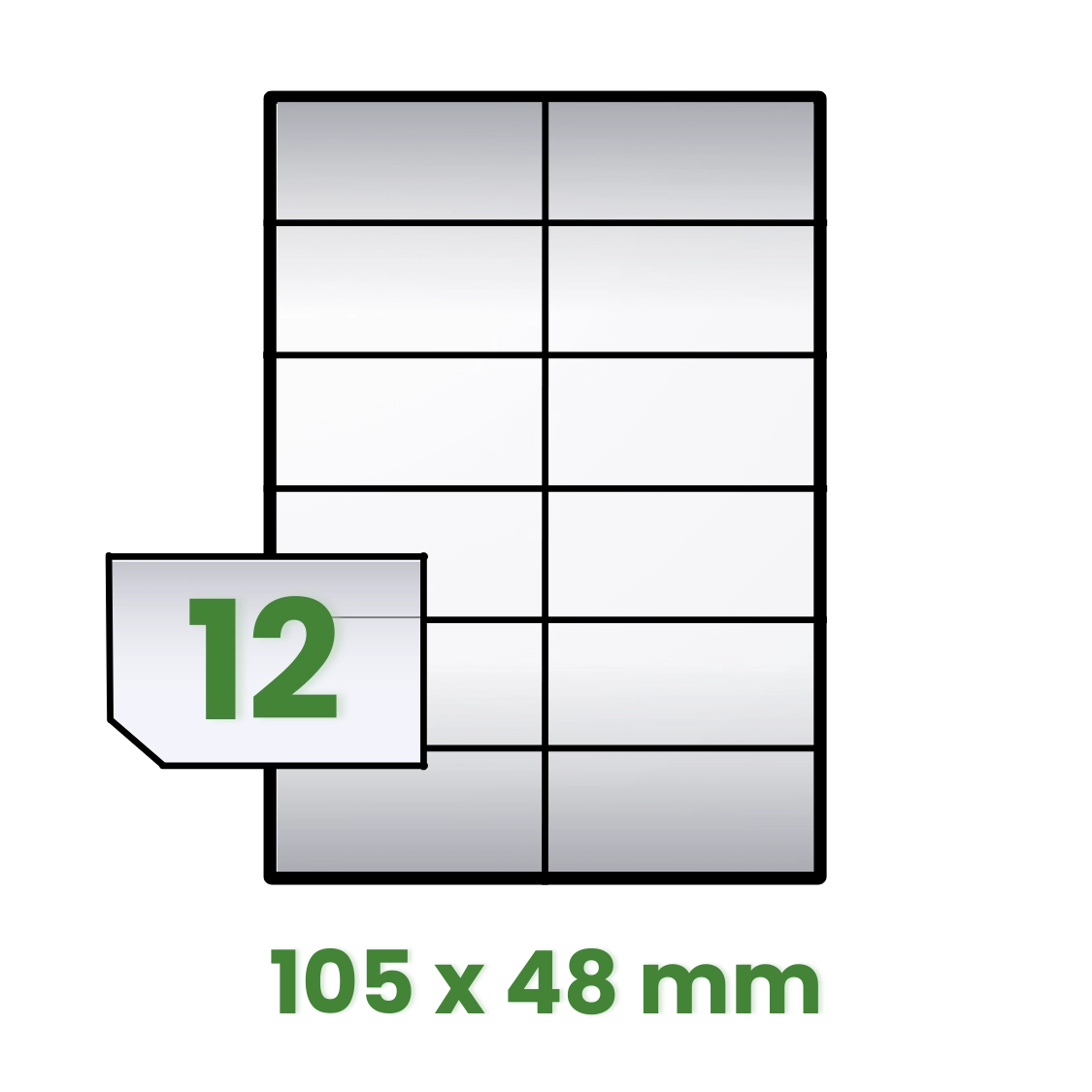 Samolepicí etikety - 105 x 48 mm, 12ks/A4, nenatírané
