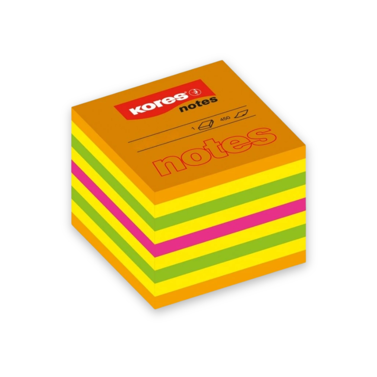Samolepící bloček KORES 75x75mm 450 listů barevný
