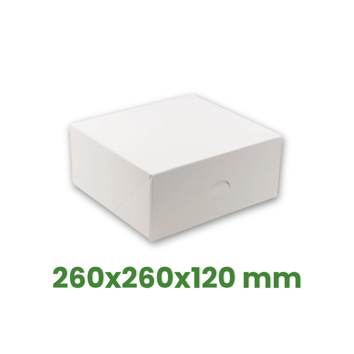 Pevná krabička na dorty a zákusky 260x260x120 mm, CAKE bílá [15 ks]
