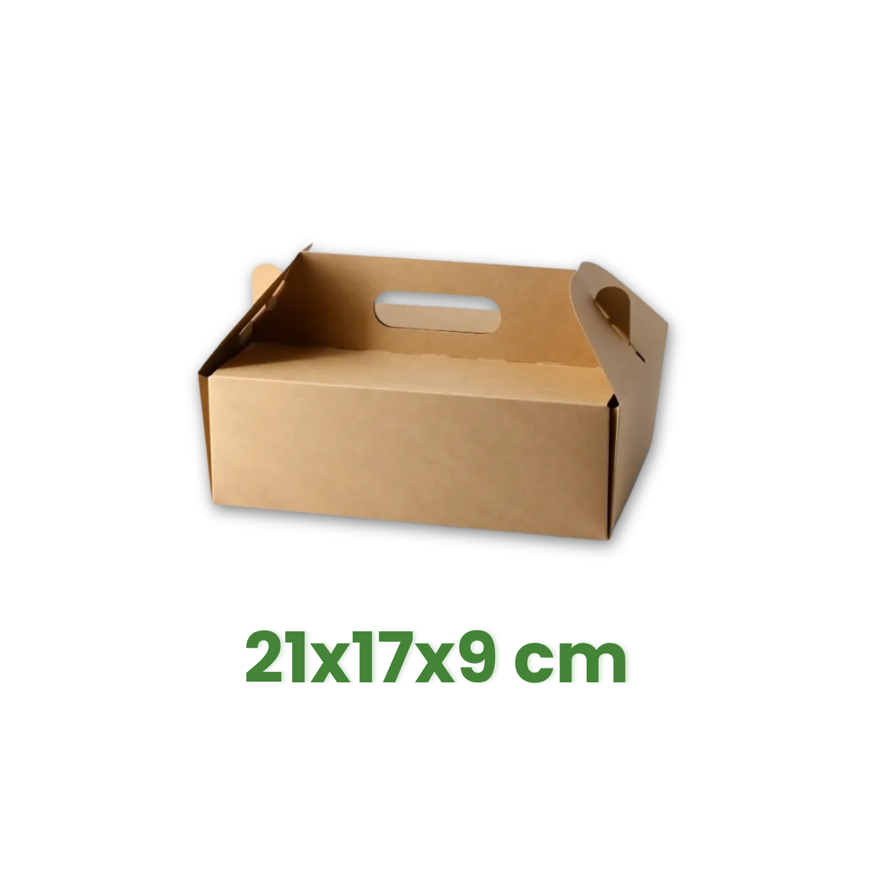 Cukrářská krabice na dorty a zákusky s uchem 21x17x9 cm M, Kraft hnědá [50ks]