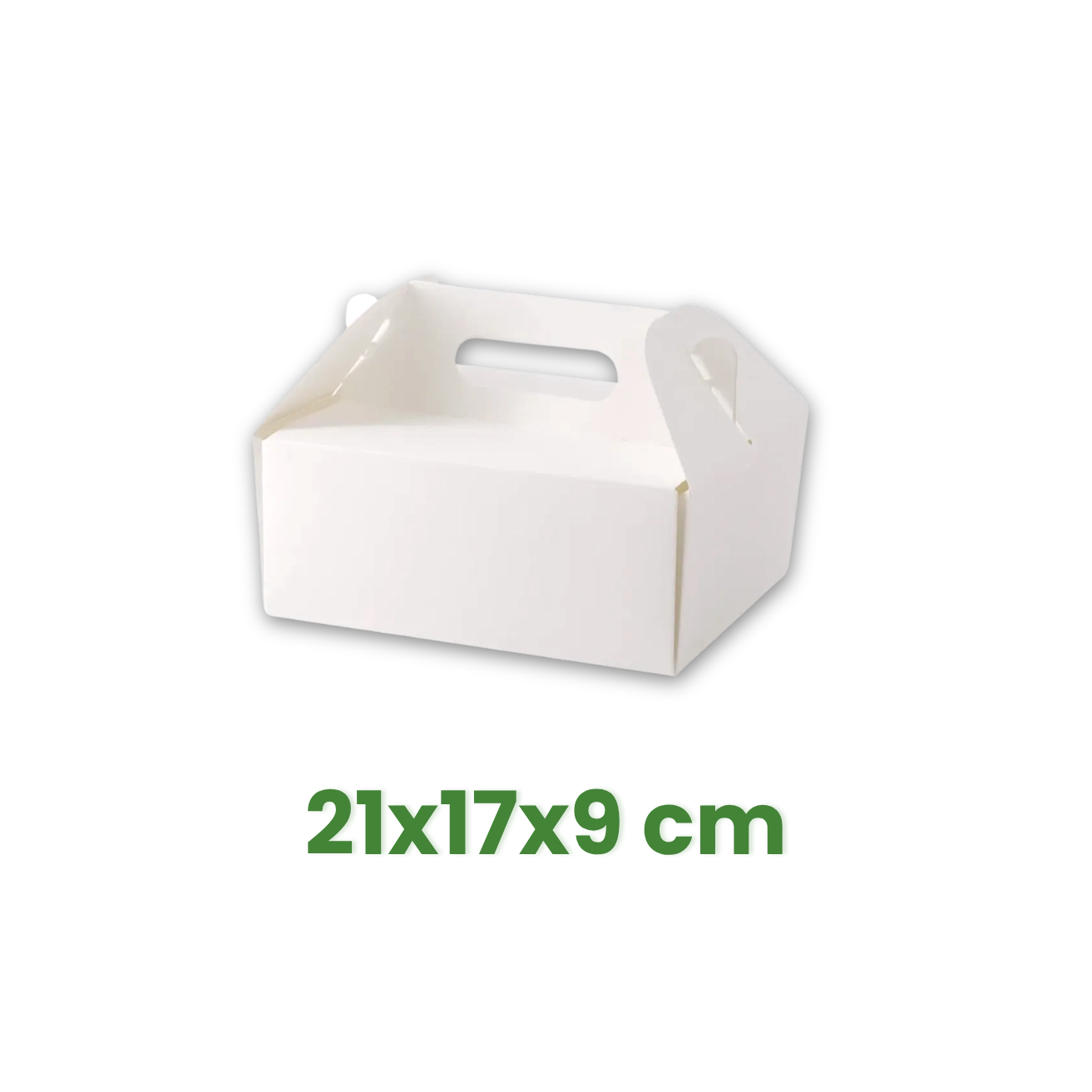 Cukrářská krabice na dorty a zákusky s uchem 21x17x9 cm M, bílá [50ks]
