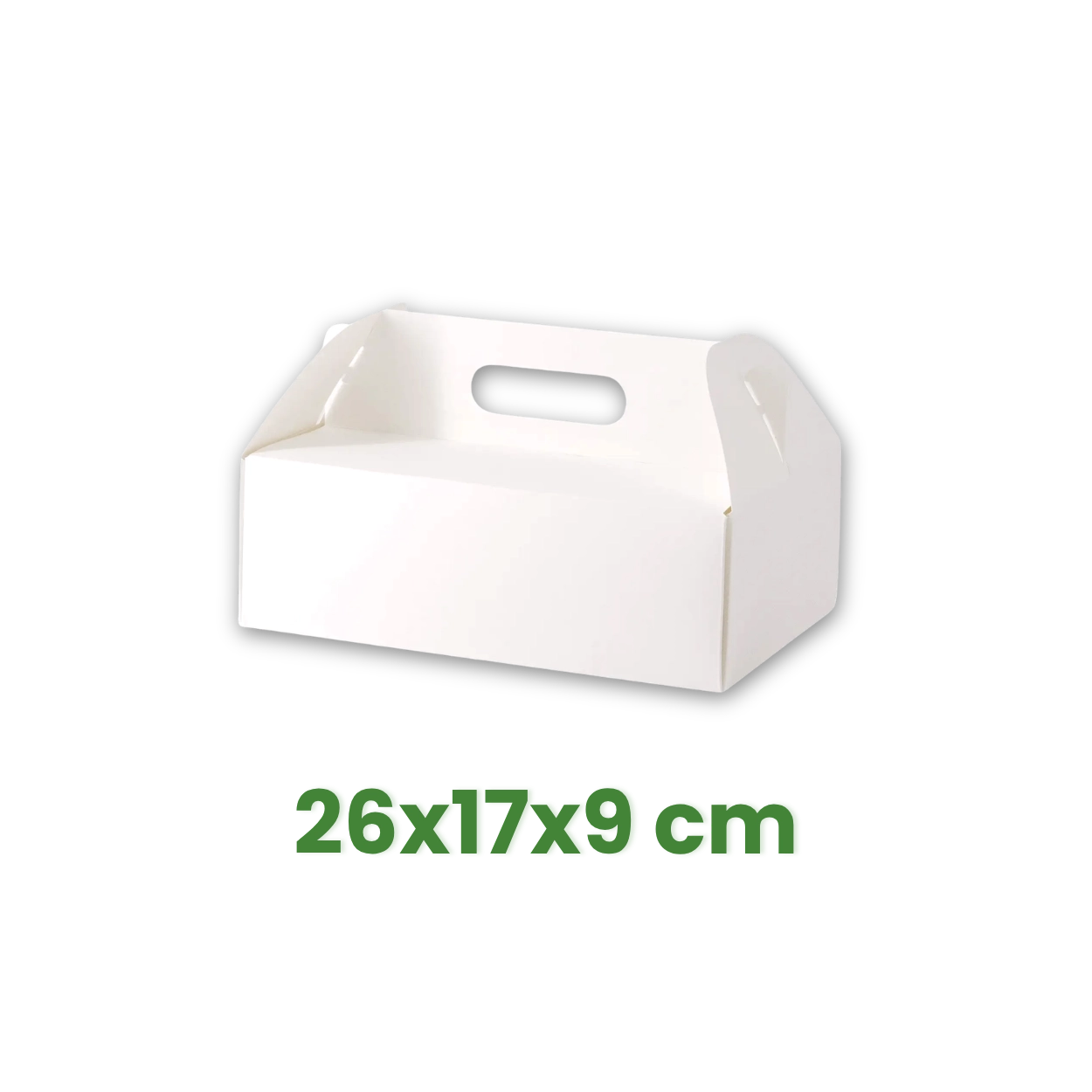 Cukrářská krabice na dorty a zákusky s uchem 26x17x9 cm L, bílá [50ks]