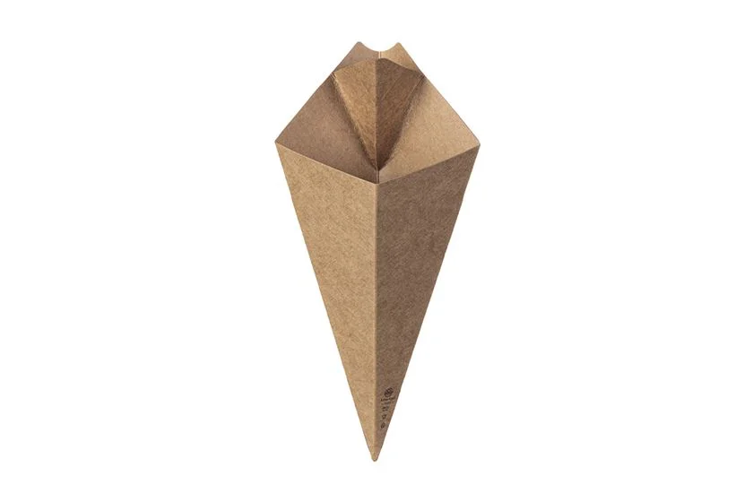 ECO Kornout na hranolky s kapsou na dip, 22,5x9,5x16,2 cm, Kraft hnědý [50 ks]