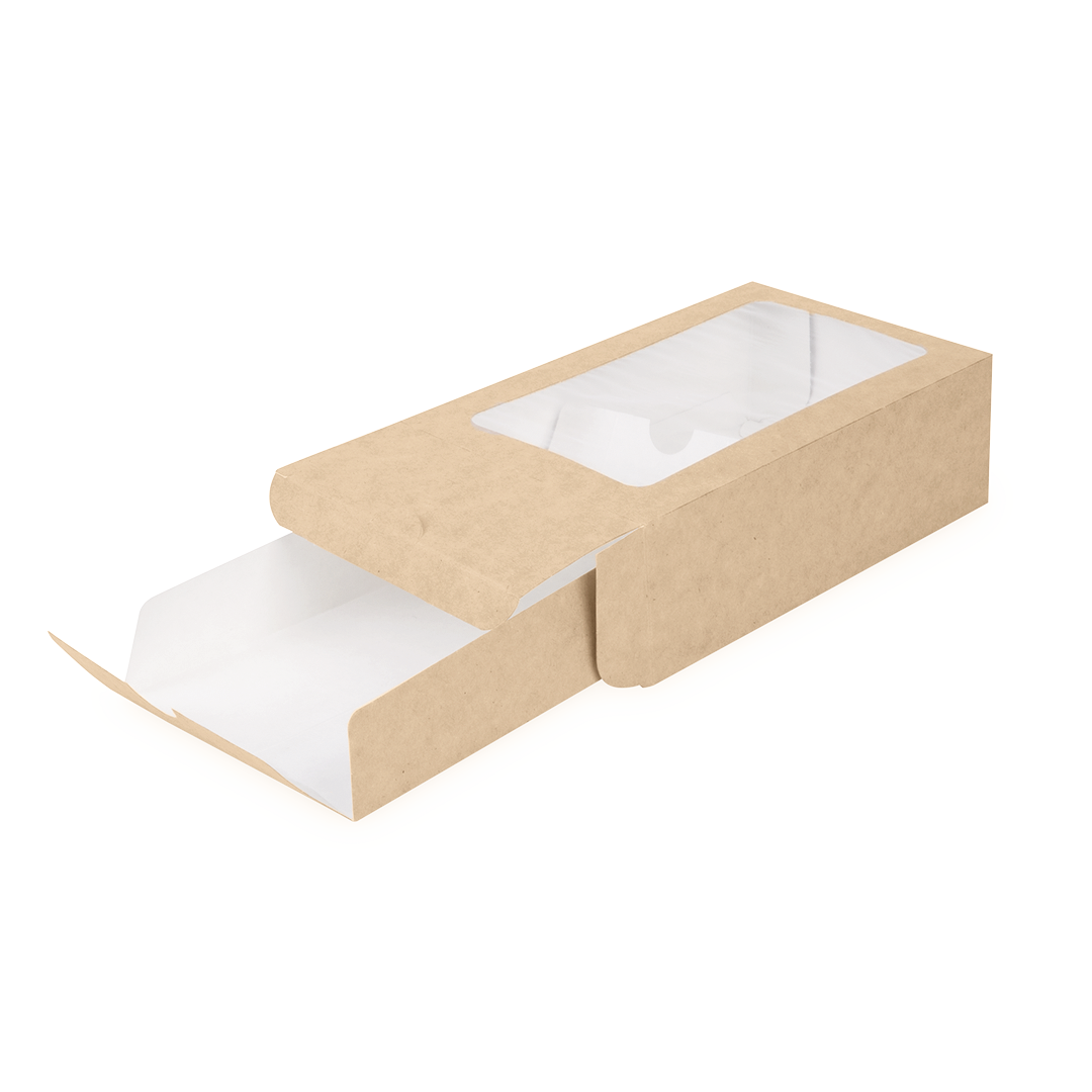 Papírová krabička na makronky 12ks s okénkem, 180x107x55 mm, hnědá [50ks]