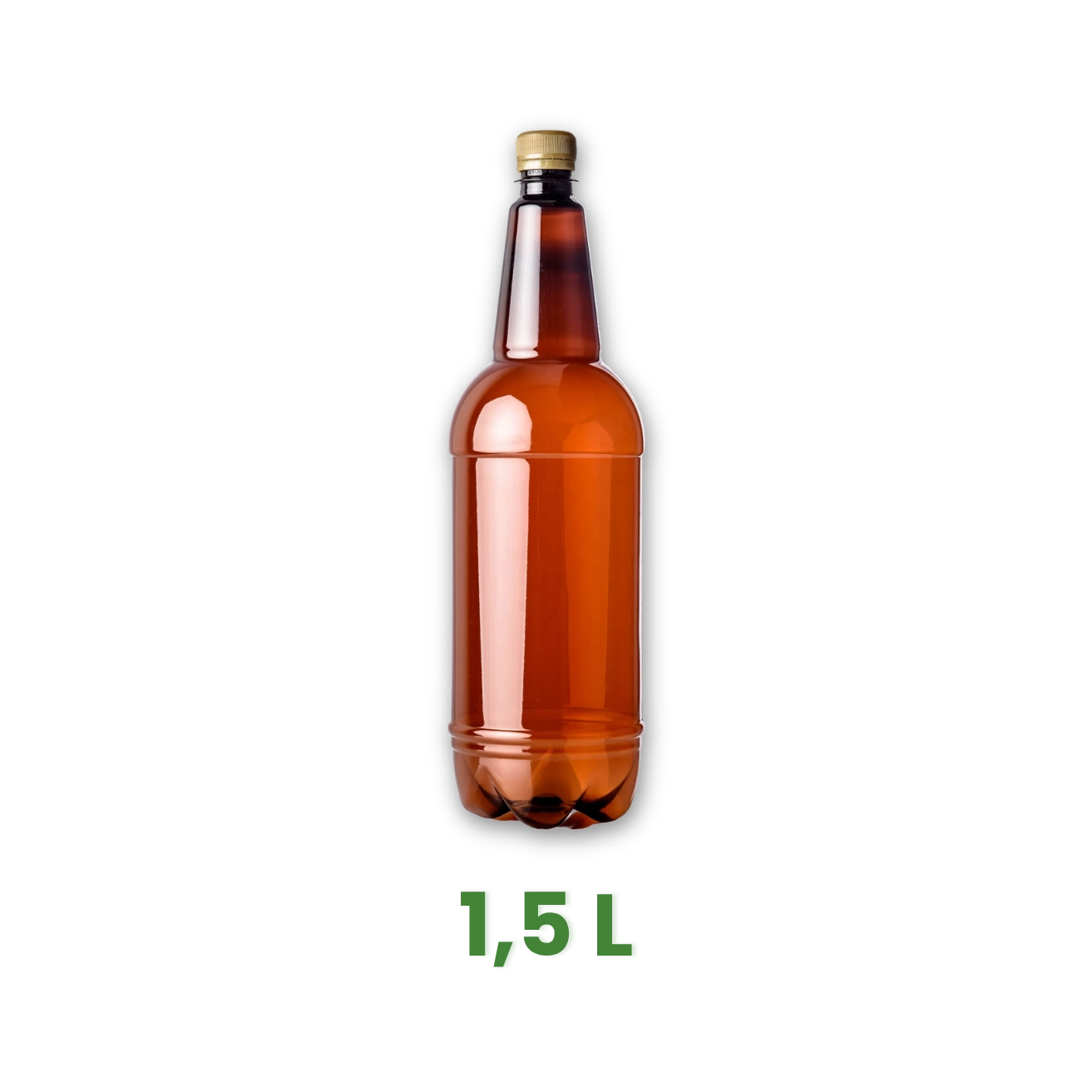 PET Láhev na pivo 1,5 L hnědá s uzávěrem [91 ks]