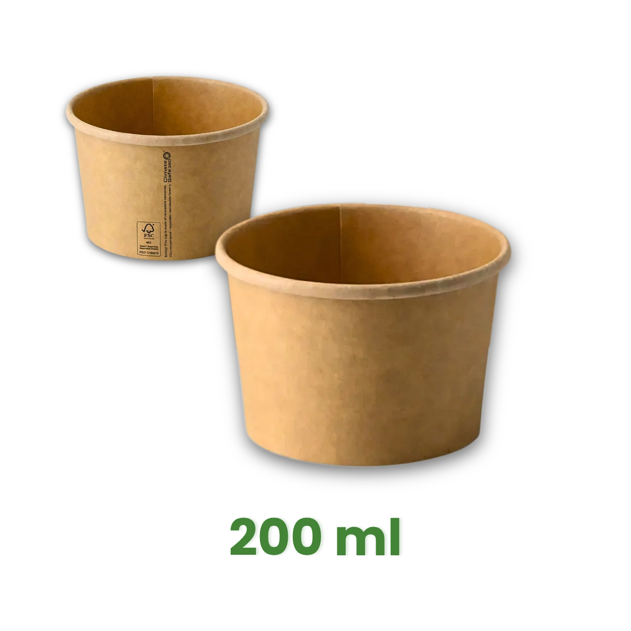 Papírová miska na polévku 200 ml, 8oz Ø 90 mm, Kraft hnědá bez víčka [25 ks]