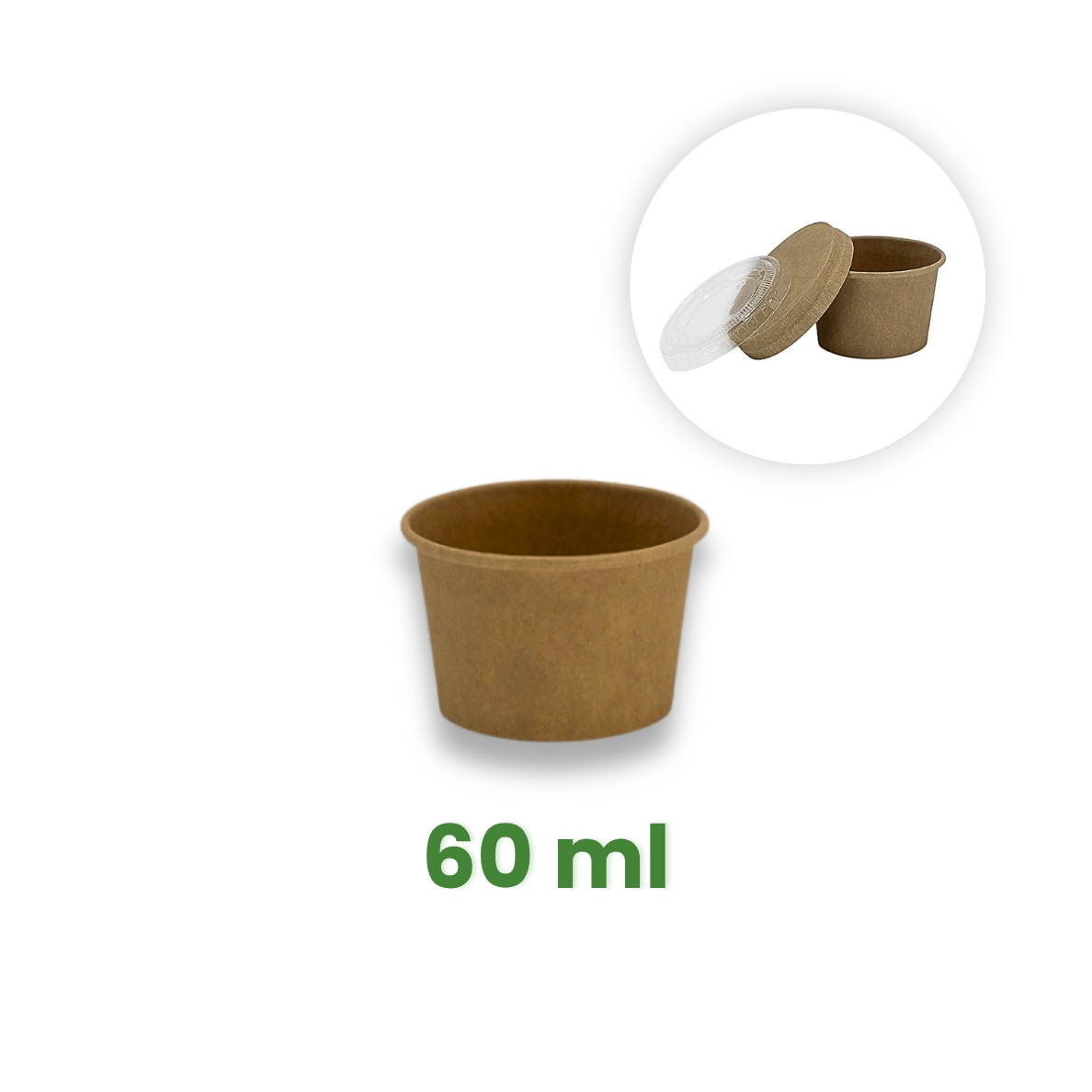 Papírová miska na dresink 60 ml, 2oz Ø62 mm, Kraft hnědá, bez víčka [50 ks]