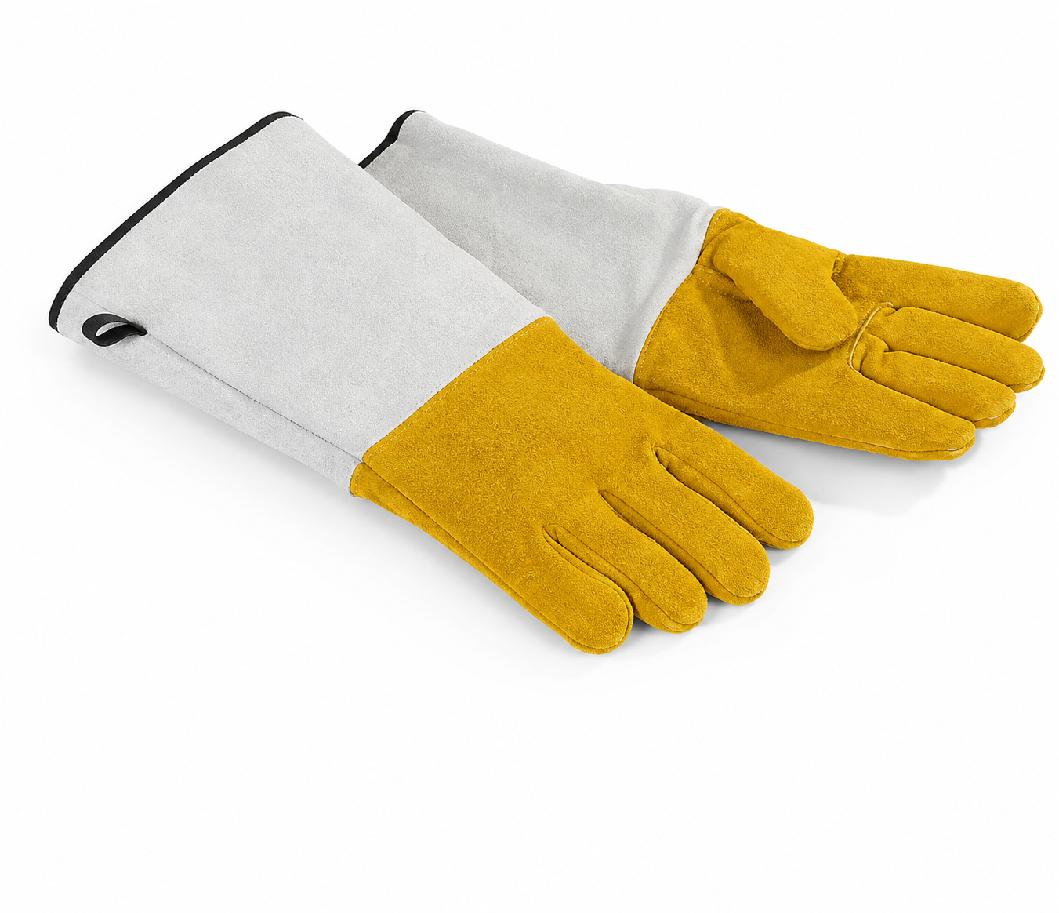 Žáruvzdorné kožené grilovací rukavice - 2 ks,prstové (L)460mm